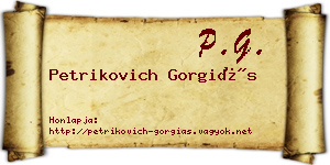 Petrikovich Gorgiás névjegykártya